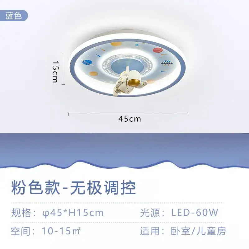 Decorbites astronaut led circular blue ceiling light with astronaut figure and planets 45cm diameter for kids room