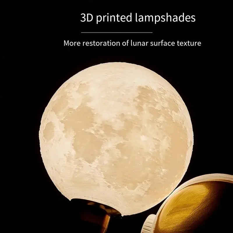 Decorbites astronaut led desk lamp with 3d-printed resin moon-shaped lampshade and detailed lunar surface texture