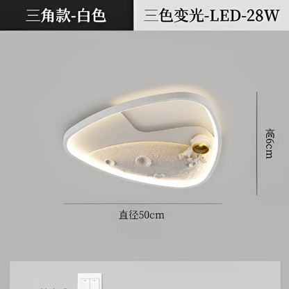 White triangular ceiling lamp with textured frosted glass and led lighting decorbites astronaut moon acrylic design