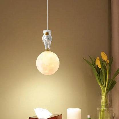 White decorbites astronaut pendant light with frosted glass globe base for childrens room bedroom lighting