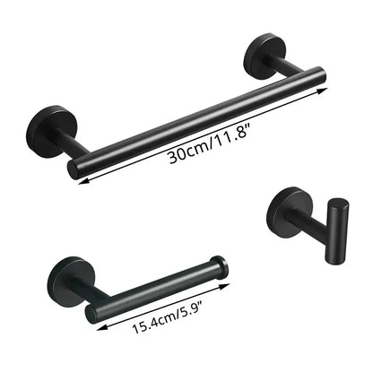 Decorbites™ bathroom hardware set with black matte metal towel rack and modern design for stylish bathroom hardware