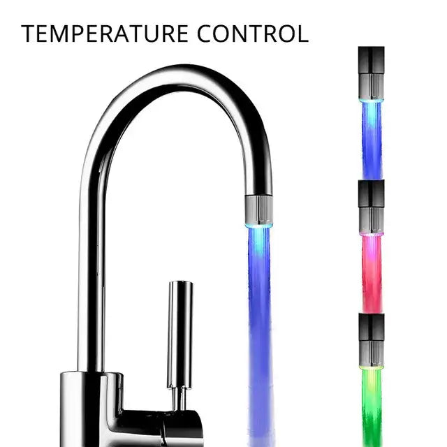 Chrome finished decorbites™ bathroom led faucet aerator with color-changing spray nozzle for water saving use
