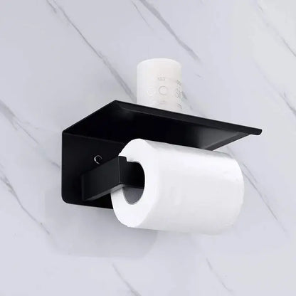 Black matte decorbites bathroom multi-function holder with shelf made of sus 304 for sanitary and paper rolls