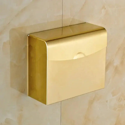 Gold-colored sleek metal decorbites bathroom paper phone holder tissue box with minimalist wall-mounted design
