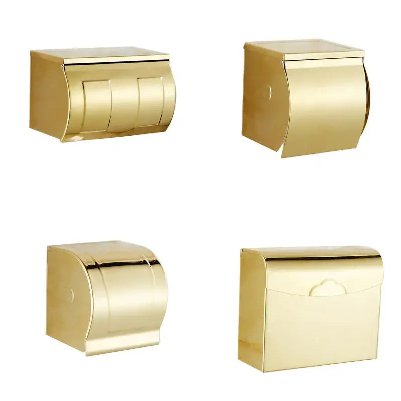 Gold-colored decorbites bathroom paper phone holder shelf with sleek metal design and smooth finish for bathroom use