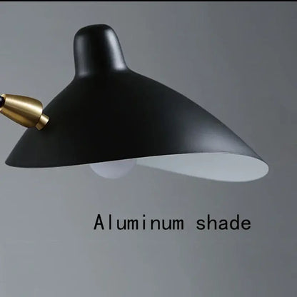 Decorbites black aluminum 3 arm floor lamp with black aluminum lamp shade and gold-toned metallic arm for living room
