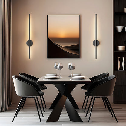 Modern dining room setup featuring decorbites™ black battery operated wall sconces set of 2 for ambient lighting