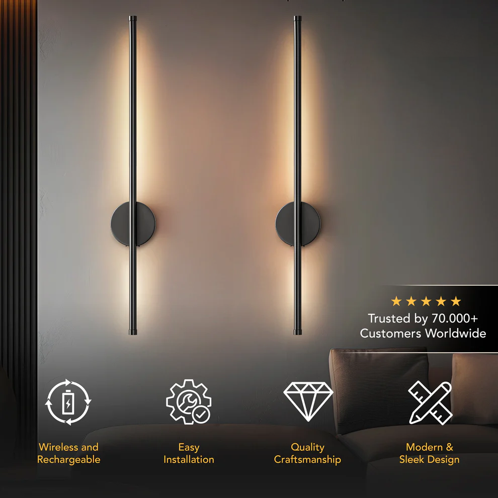 Modern wall sconces from decorbites black battery operated wall sconces set of 2 with sleek design and energy efficient lighting