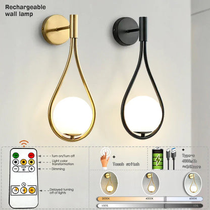 DecorBites black battery operated wall sconces with teardrop design and usb type-c remote control for easy use
