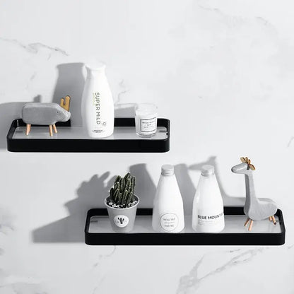 Black glass decorbites black glass bathroom shelf corner rack with sleek aluminum minimalist wall-mounted design