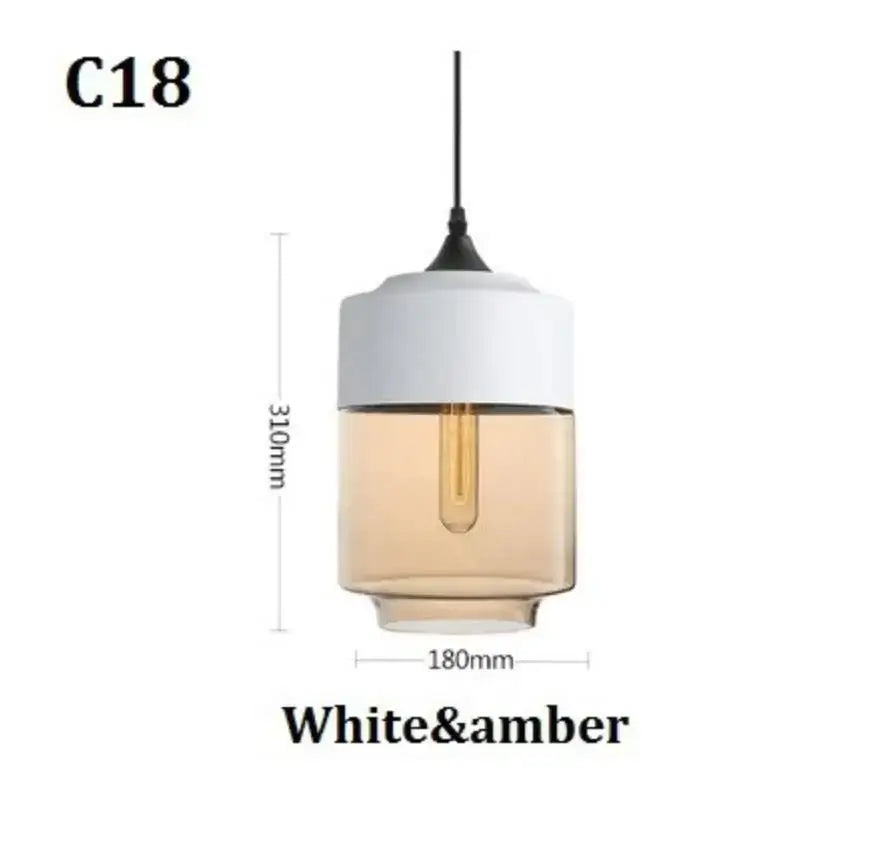 DecorBites™ pendant light with white ceramic top and amber glass body featuring exposed filament bulb for modern decor