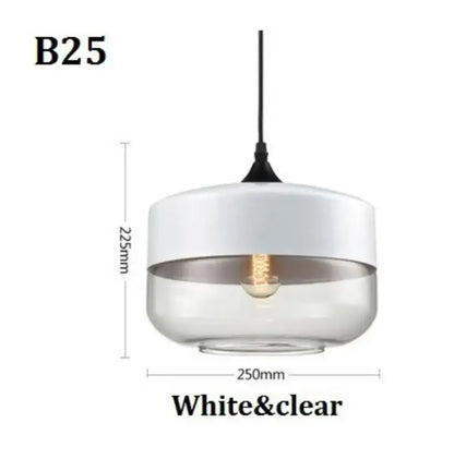 DecorBites™ white and clear glass pendant light fixture with sleek modern design for indoor decor and dining room