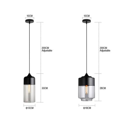 DecorBites black glass pendant light with visible filament bulb for modern dining room kitchen and bedroom decor