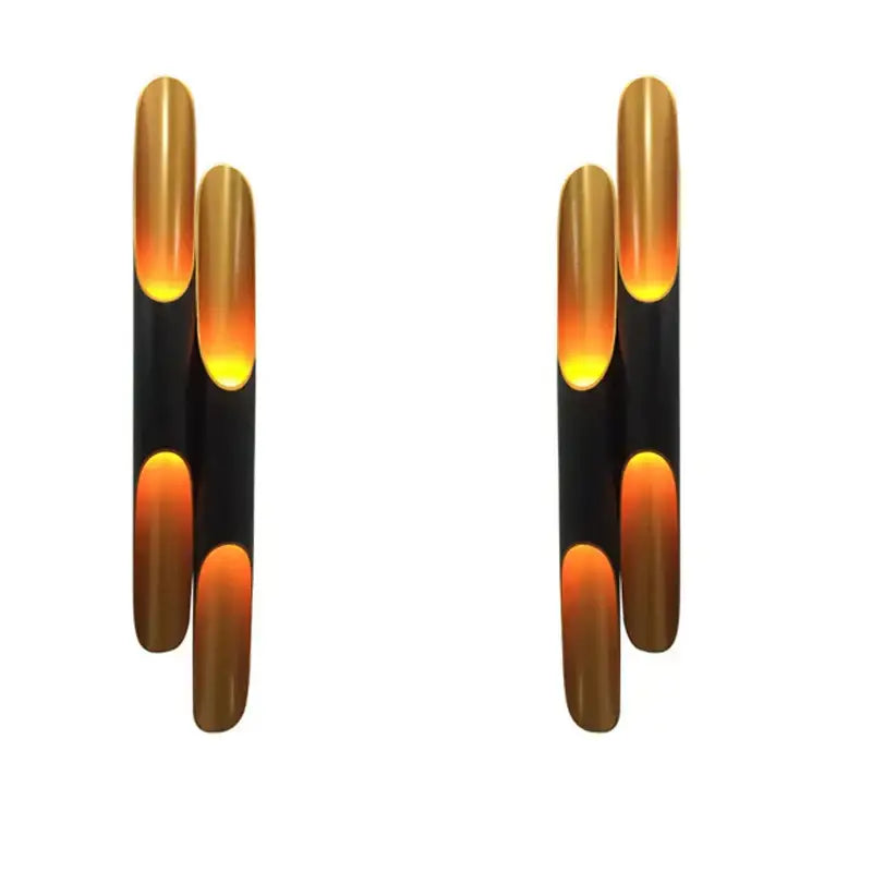 DecorBites black gold aluminum tube wall sconce with black and gold gradient for bedroom and living room decor