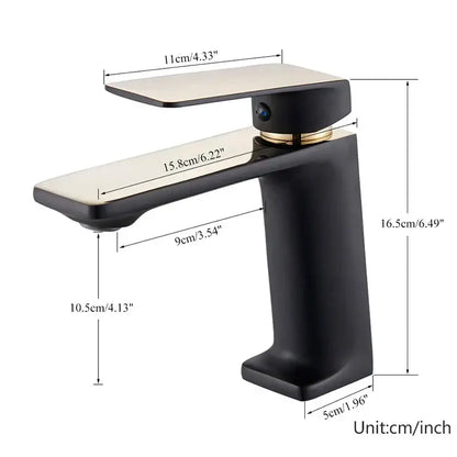Decorbites black gold basin faucet with sleek black gold finish and rectangular spout for bathroom sink use