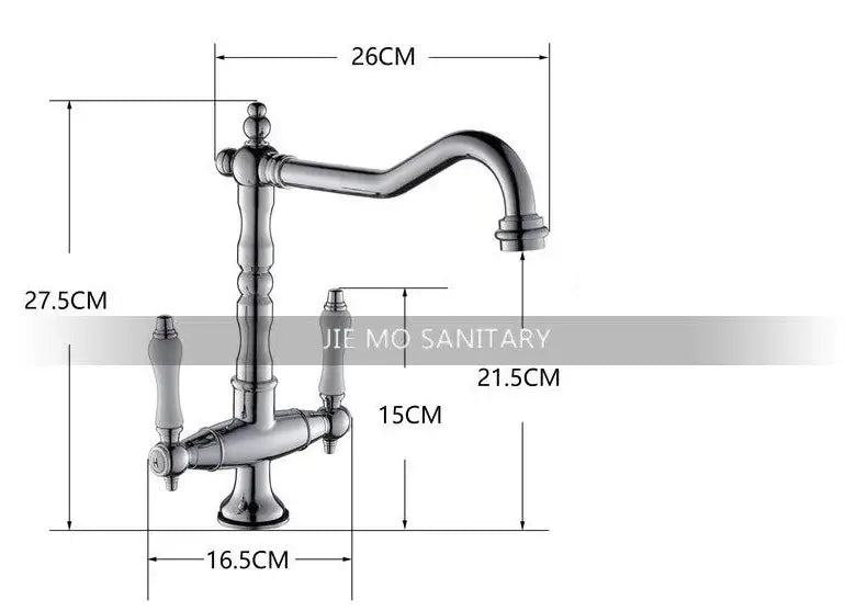 DecorBites™ black gold brass kitchen sink faucet with double handles and ornate twisted chrome spout for kitchen sink use