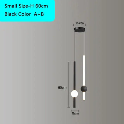 Decorbites black gold modern black gold ceiling pendant with sleek cylindrical rods and spherical accents for bedside use