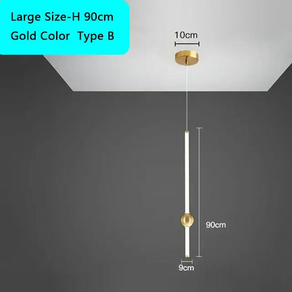 Decorbites black gold modern hanging ceiling pendant in gold with sleek cylindrical design for bedside bedroom lighting