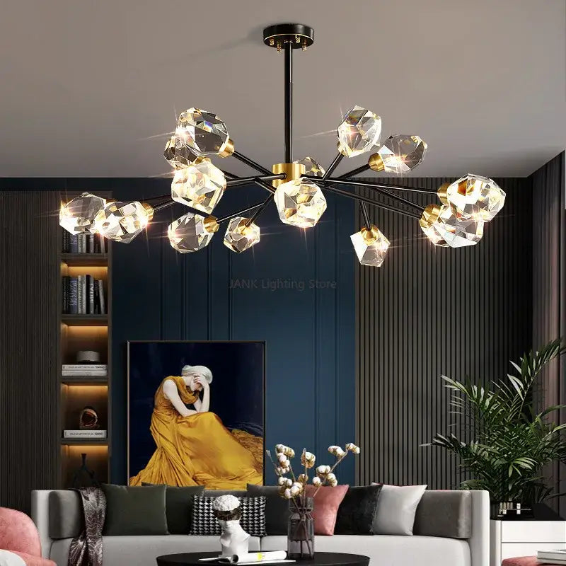 Modern decorbites black gold crystal chandelier featuring black and gold accents for luxury home decor lighting