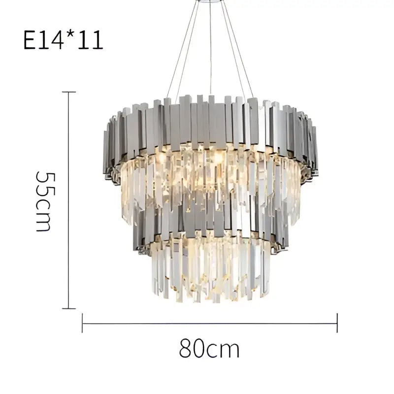 Chrome-finished decorbites black gold crystal oval LED lighting fixture with tiered chandelier design and cascading droplets
