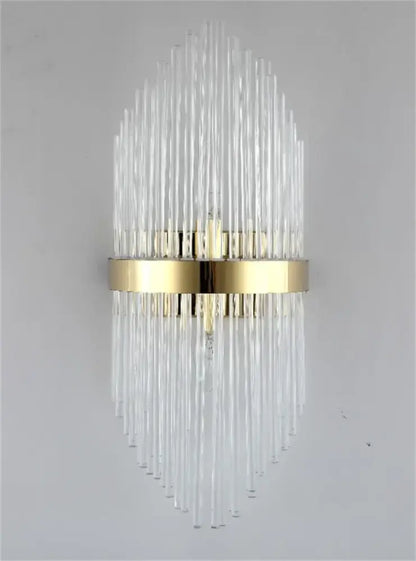 Clear glass rod sconce with gold-toned metal frame in decorbites black gold crystal wall lights for bedroom and living room