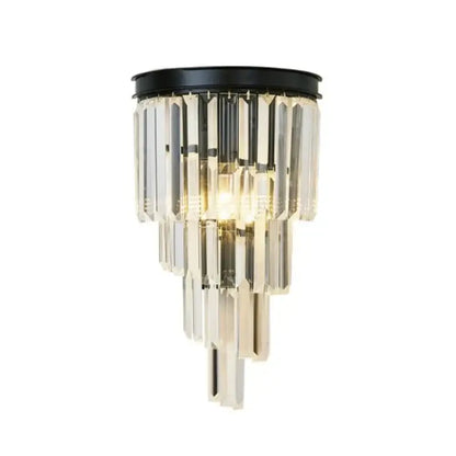 DecorBites black gold crystal wall lights featuring black-framed sconce with cascading clear crystal prisms for home use