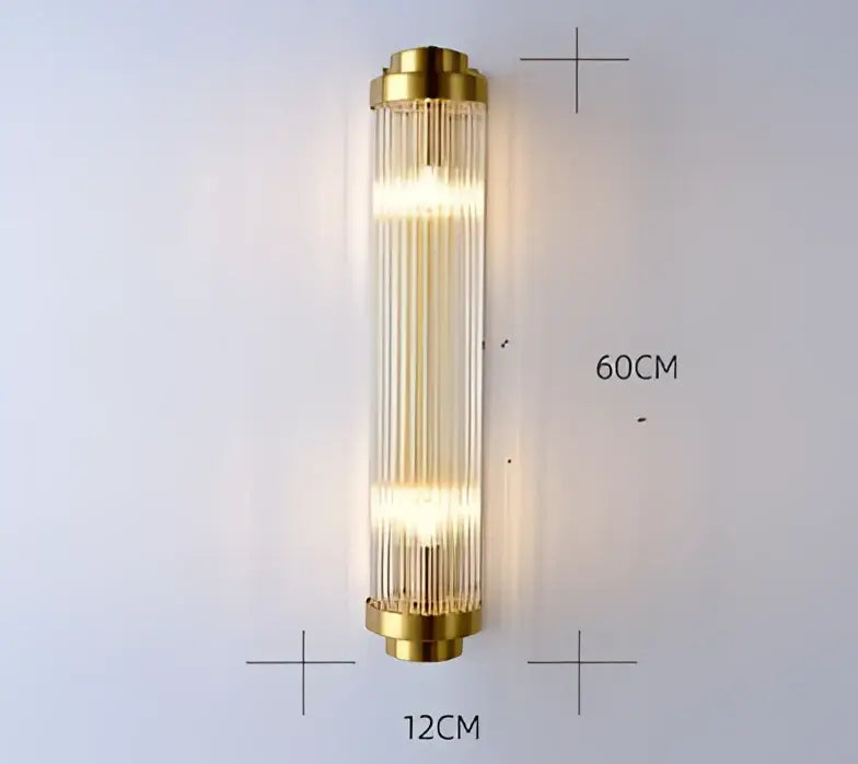 Gold-toned decorbites black gold crystal wall light with vertical glass rods modern led sconce for bedroom living room