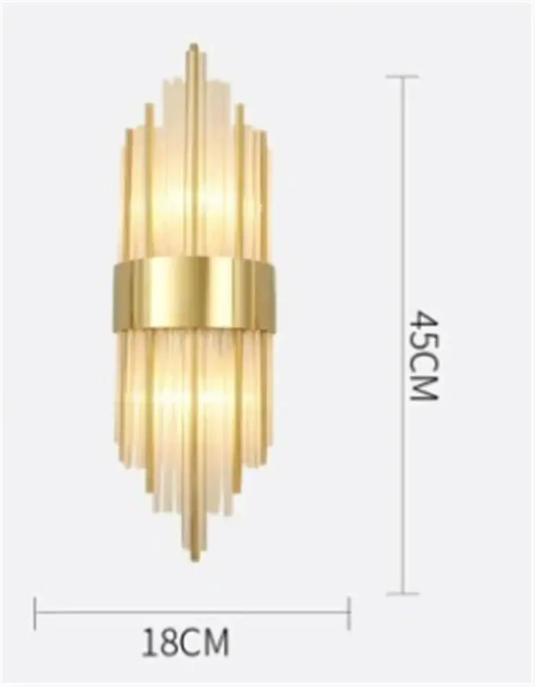 Decorbites black gold crystal wall sconce with gold-toned vertical glass rods and central metallic band for home décor
