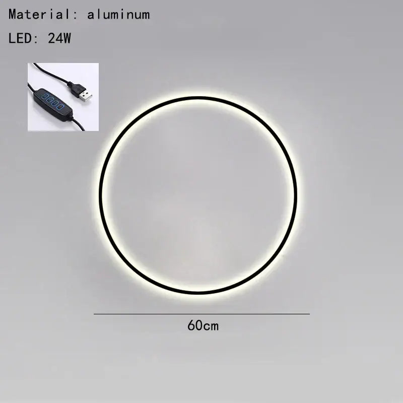 Decorbites black gold dimmable wall light usb plug circular aluminum led with sleek black frame 24w illumination