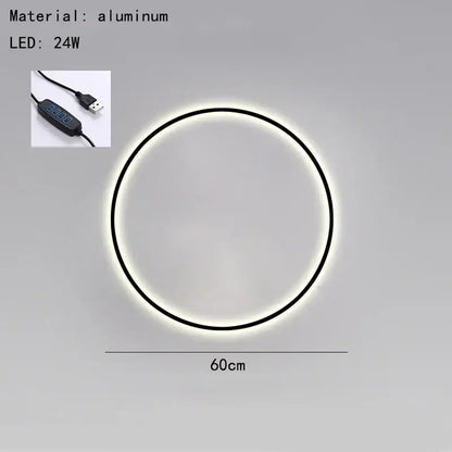 Decorbites black gold dimmable wall light usb plug circular aluminum led with sleek black frame 24w illumination