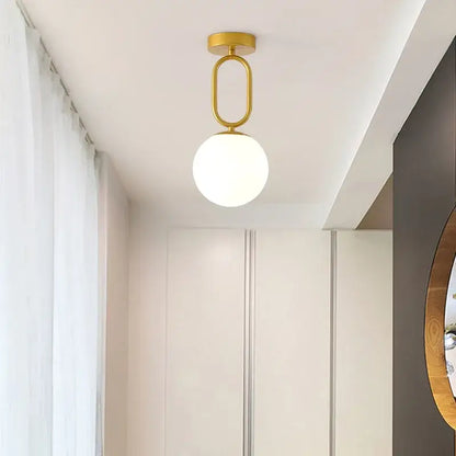 Decorbites black gold glass ceiling lamp with gold-finished pendant and spherical frosted glass globe modern nordic design