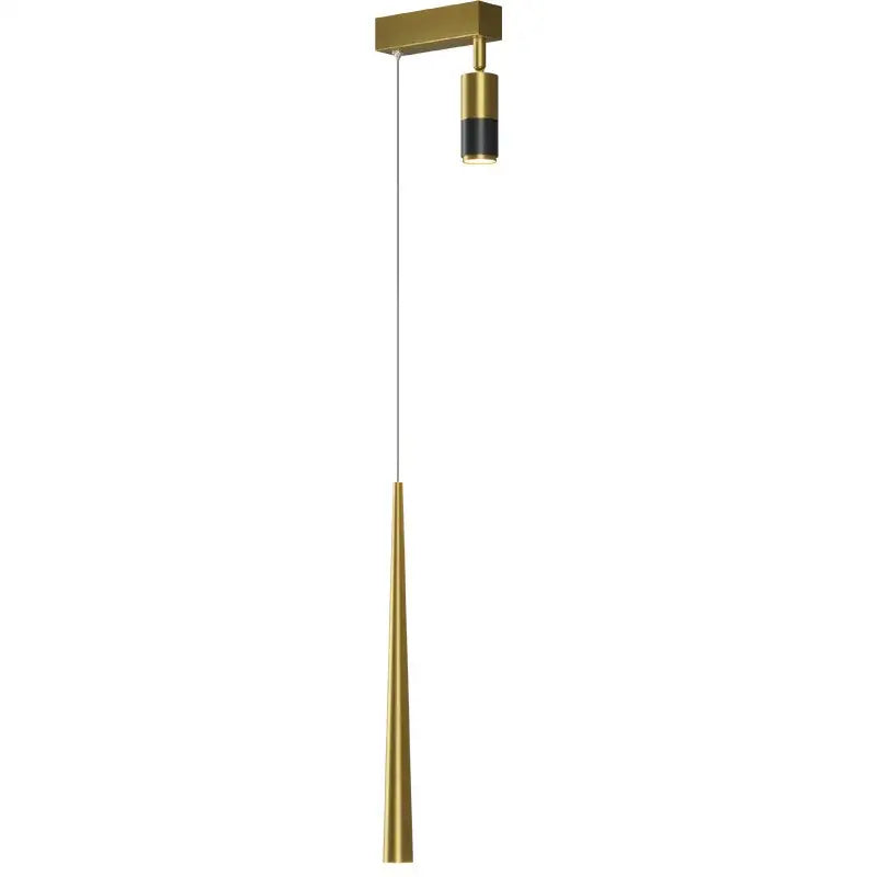 Modern brass pendant lamp with tapered cylindrical shade and black gold hanging accent by DecorBites for luxury lighting