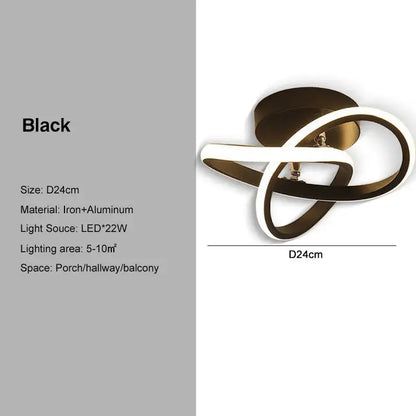 Modern black and white decorbites black gold led ceiling light with sleek intertwined iron and aluminum rings for indoor use