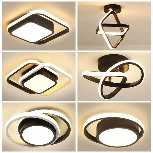Modern black and white decorbites black gold led ceiling lights with sleek geometric design and remote control for indoor use
