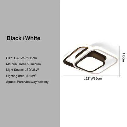 Modern black and white square led ceiling light with layered iron and aluminum design by decorbites black gold for indoor use