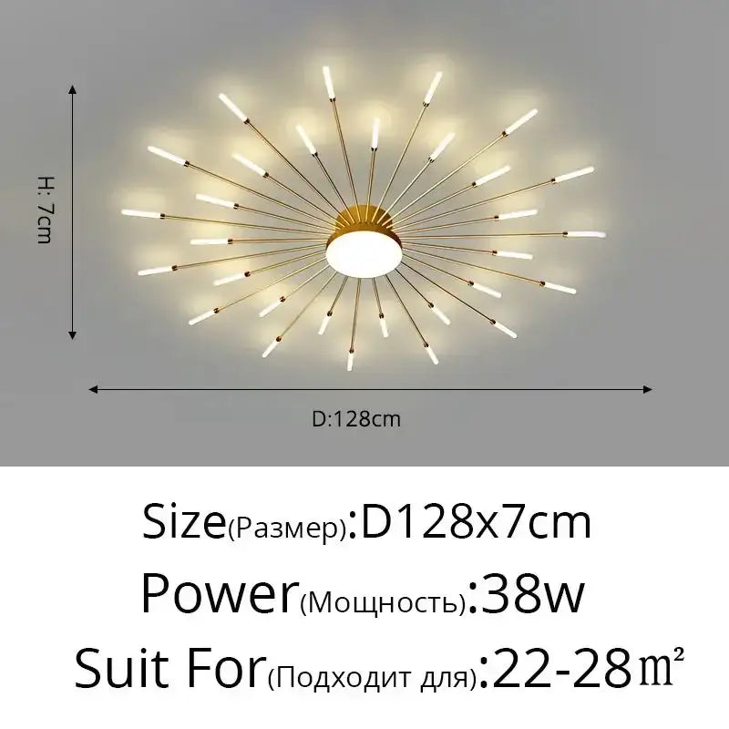 Decorbites black gold led chandelier modern gold-toned ceiling light with slender rods and multiple led bulbs for living room