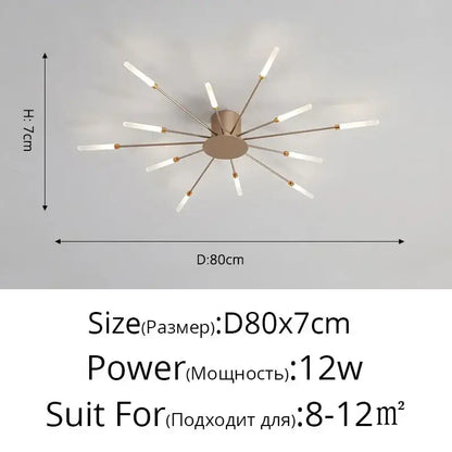 Decorbites black gold led chandelier with brass finish and frosted glass rods for modern living room lighting