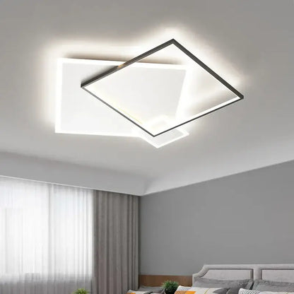 Modern square ceiling light with sleek black frame and glowing white panels for decorbites black gold led chandelier