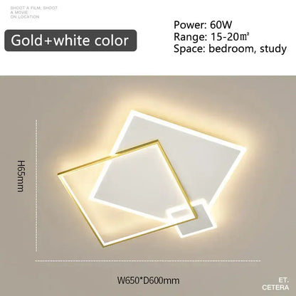 Decorbites black gold led chandelier with modern gold and white square overlapping geometric design for smart lighting