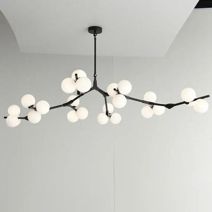 Decorbites black gold led glass ball chandelier with black branch design and frosted globe lights for living room decor