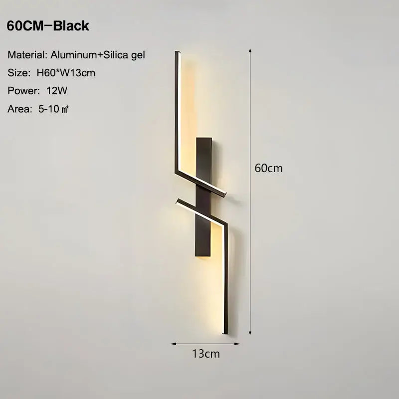 Decorbites black gold modern wall sconce in black aluminum and silica gel led wall light for bedroom stairs and tv background
