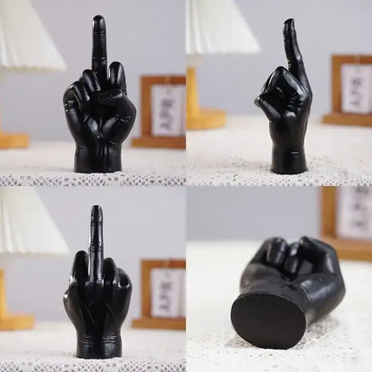 Decorbites black gold glossy resin middle finger sculpture with extended index finger modern home decor accessory