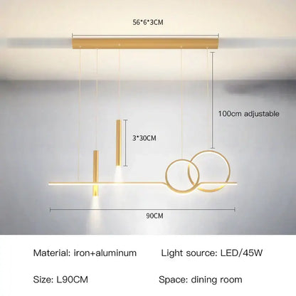 Modern black gold pendant lamp by decorbites featuring minimalist circular and cylindrical elements for dining room lighting