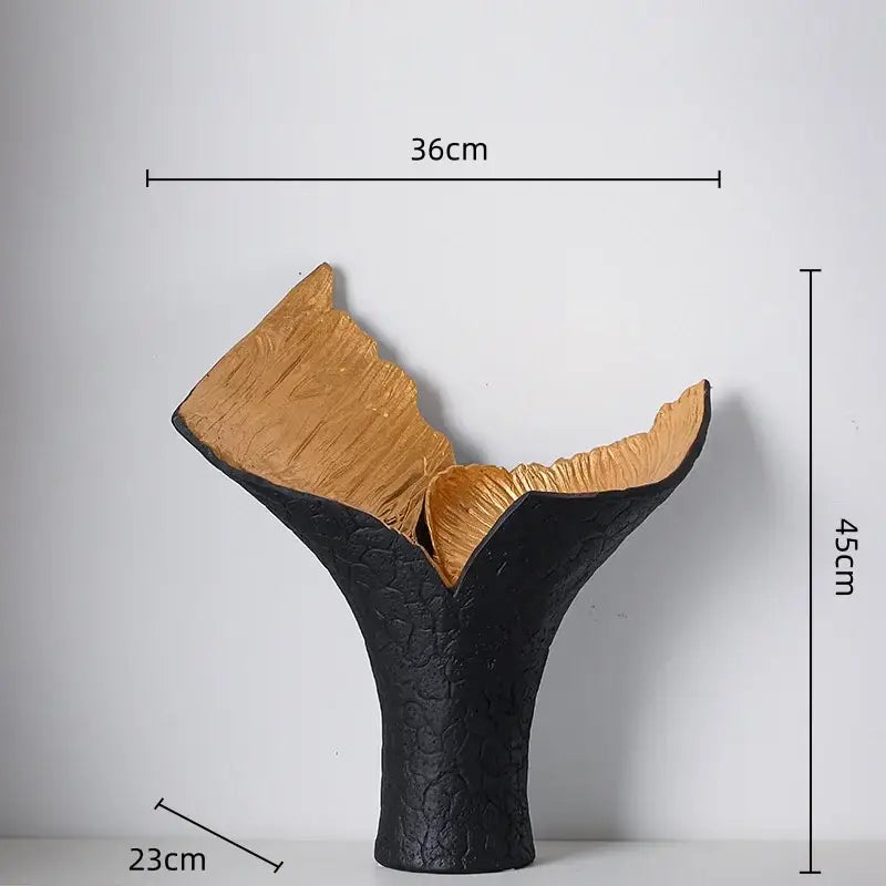 Decorbites black gold resin whale tail sculpture with textured surface for home decor and display purposes