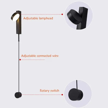 Black adjustable wall lamp decorbites black gold rotating led with sleek modern design for bedroom and living room lighting