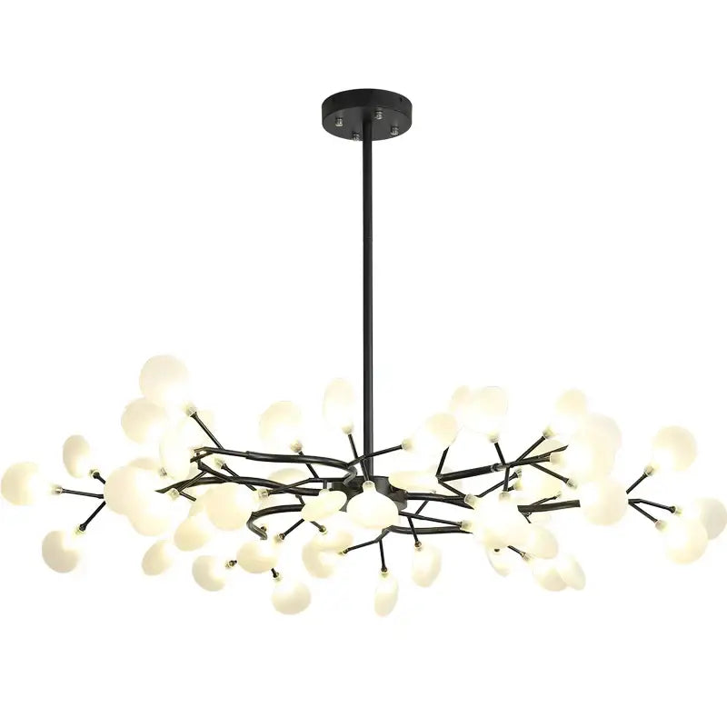 Decorbites black gold tree branch chandelier with black metal arms and frosted glass globe lights for vintage decor