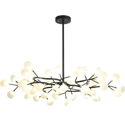 Decorbites black gold tree branch chandelier with black metal arms and frosted glass globe lights for vintage decor