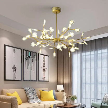 Decorbites black gold tree branch chandelier with gold-toned branching arms and circular glass shades for vintage decor