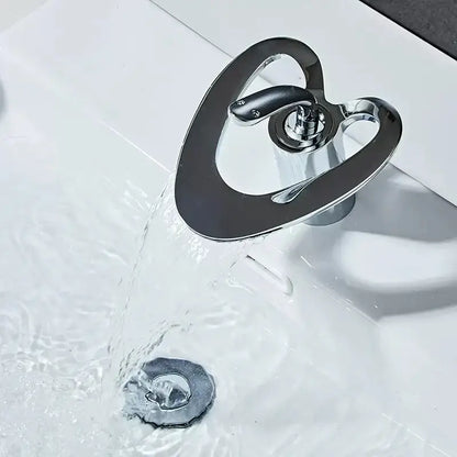 Chrome-finished DecorBites™ waterfall basin faucet with sleek modern design in white gold for hot cold mixer tap