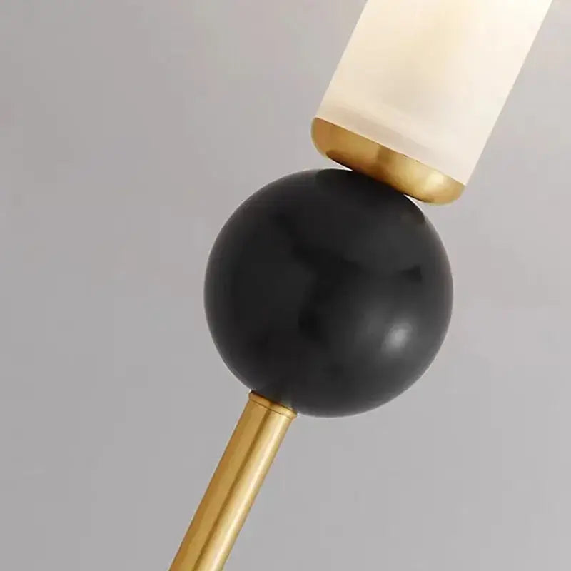 DecorBites™ black green marble wall lamp sconce with black marble sphere and copper acrylic lampshade
